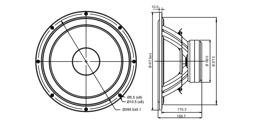 Басов говорител SB ACOUSTICS SB42FHCL75-6, 42см, 300W RMS image 2