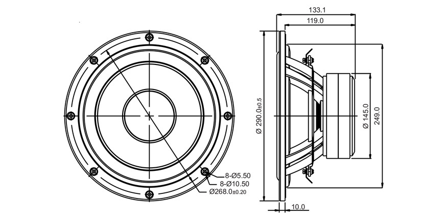 Басов говорител SB ACOUSTICS SB29SWNRX-S75-6, 29см, 200W RMS image 2