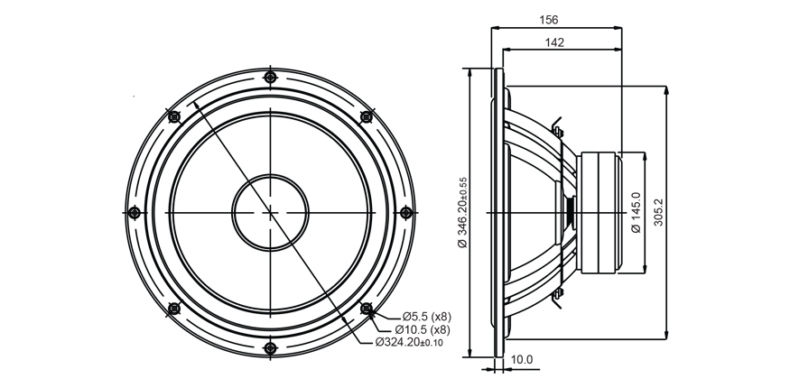Басов говорител SB ACOUSTICS SB34NRX75-6, 34см, 200W RMS image 2