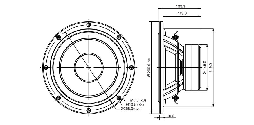 Басов говорител SB ACOUSTICS SB29NRX75-6, 29см, 200W RMS image 3