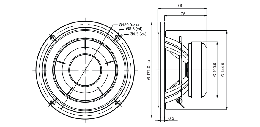 Басов говорител SB ACOUSTICS SB17CAC35-8, 17см, 60W RMS image 2