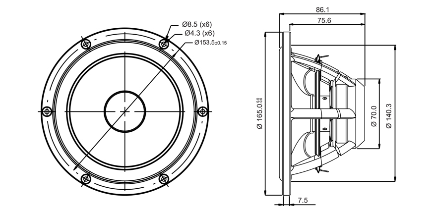 Басов говорител SB ACOUSTICS SATORI MR16P-8, 16см, 30W RMS image 2