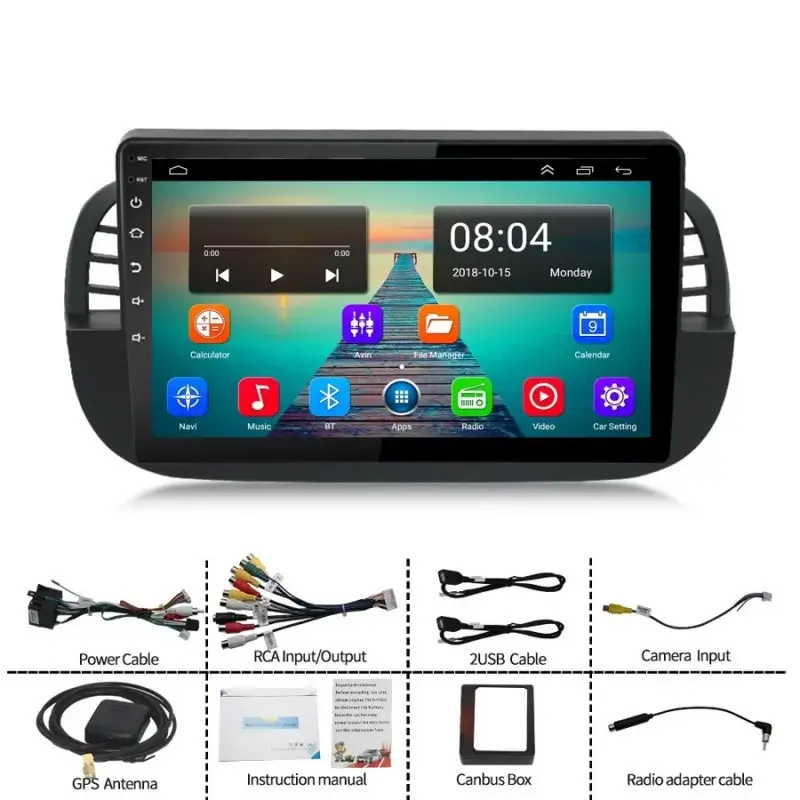 Мултимедия с Android 14 за Fiat 500 2007-2015 бежав image 7
