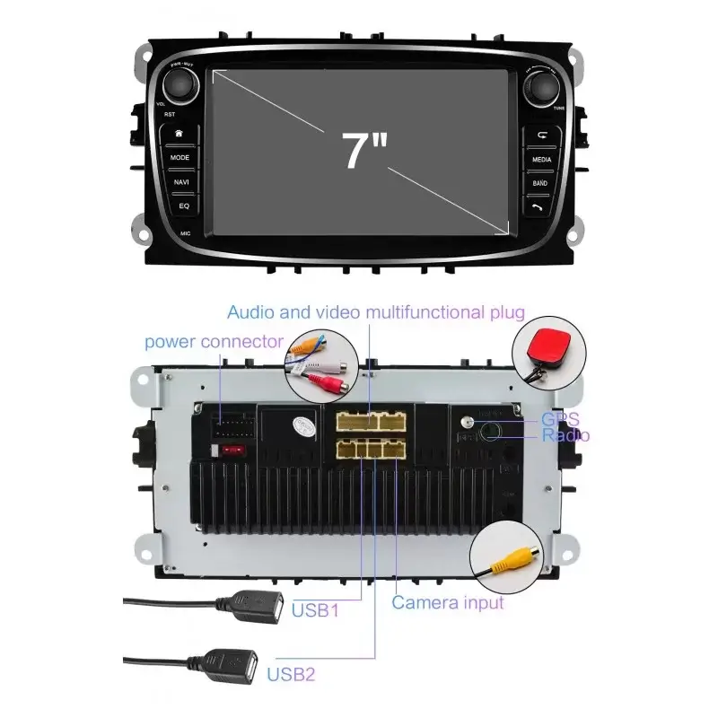 Мултимедия с Android 14 за Ford Focus, Mondeo, C-Max, S-Max, Galaxy, Kuga 2006-2011 БЕЗ DVD image 2