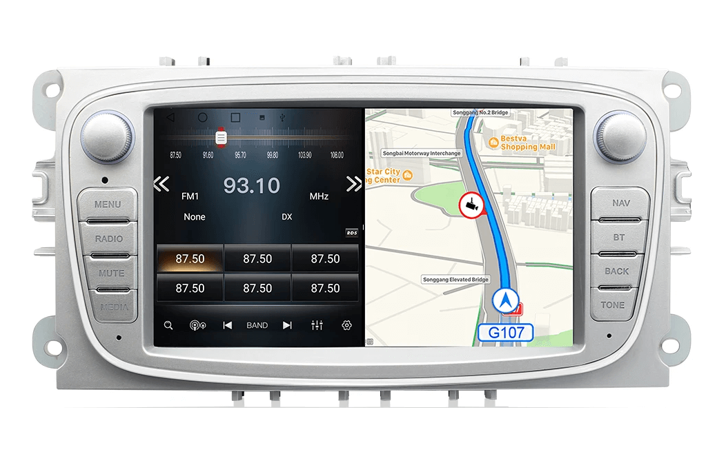 Мултимедия с Android 14 за Ford Focus, Mondeo, C-Max, S-Max, Galaxy, Kuga 2006-2011 White БЕЗ DVD