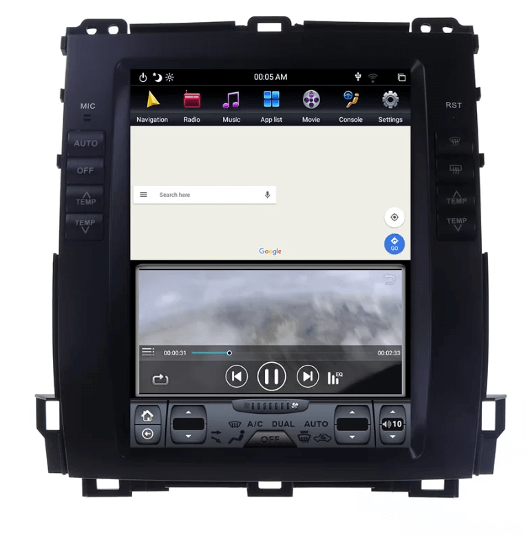 Tesla Style мултимедия с Android 13 за Toyota Land Cruiser Prado J 120 2004-2009