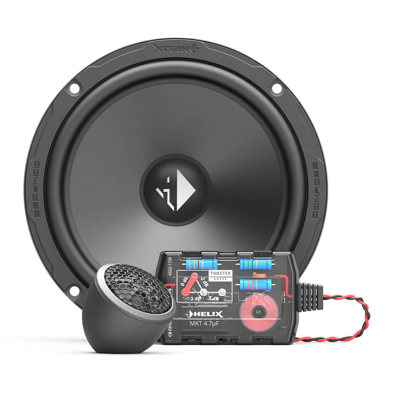 Авто говорители Helix CB K165.2-S3, двукомпонентна система, 16.5см+20мм, 80W RMS, 3Ohm