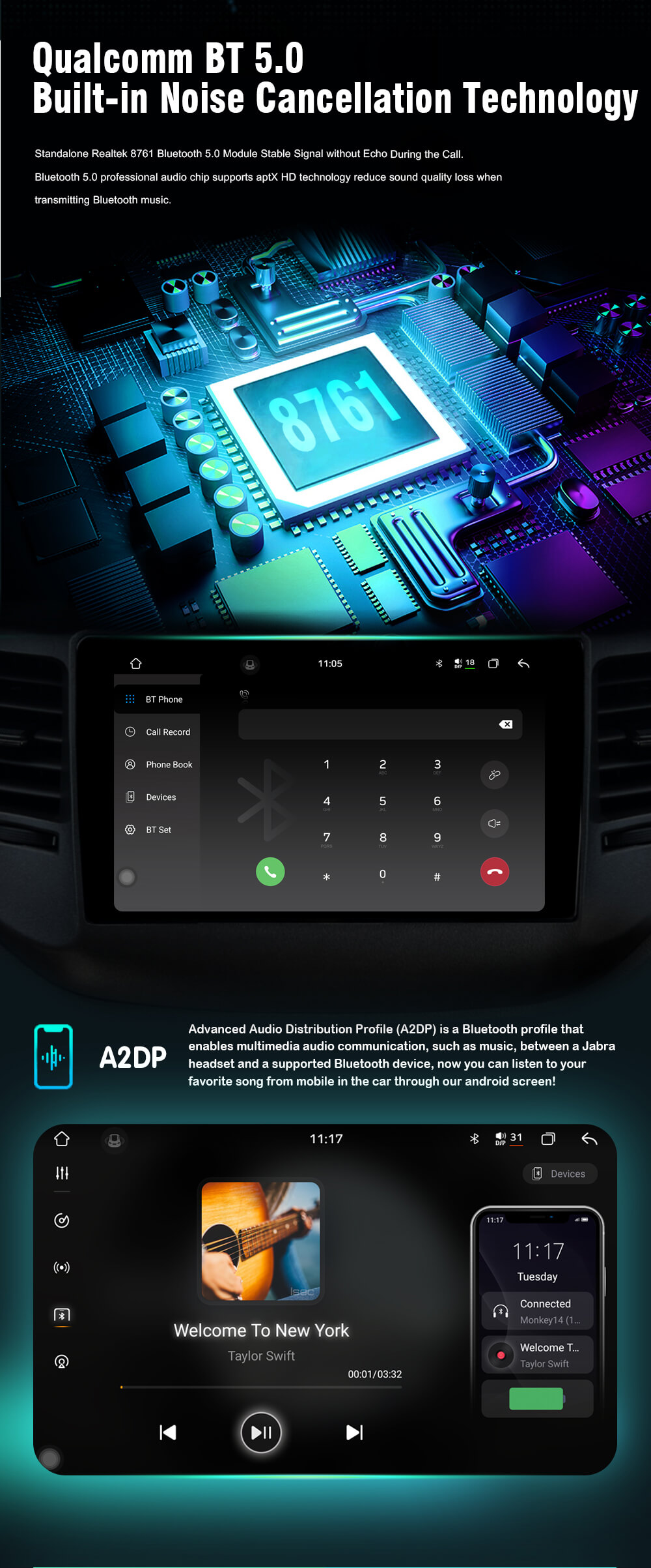 Универсална мултимедия с 9.5" 2K Q-LED капацитивен дисплей Witson с Android 15 image 16