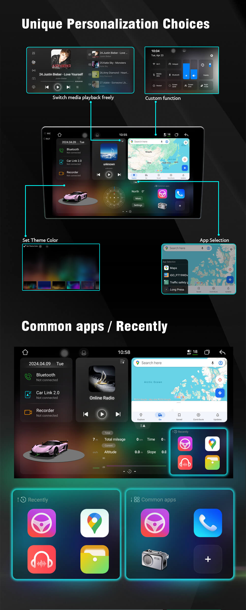 Универсална мултимедия с 10.4" 2K Q-LED капацитивен дисплей Witson с Android 15 image 5